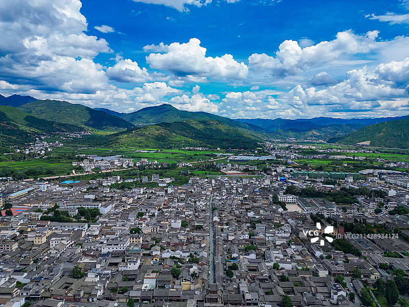 鸟瞰巍山古城图片素材
