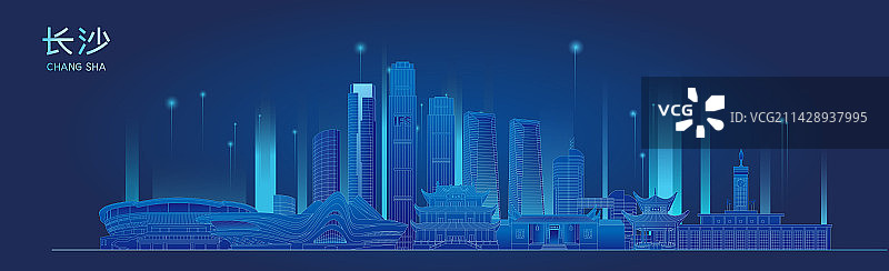 长沙城市地标建筑矢量插画海报图片素材