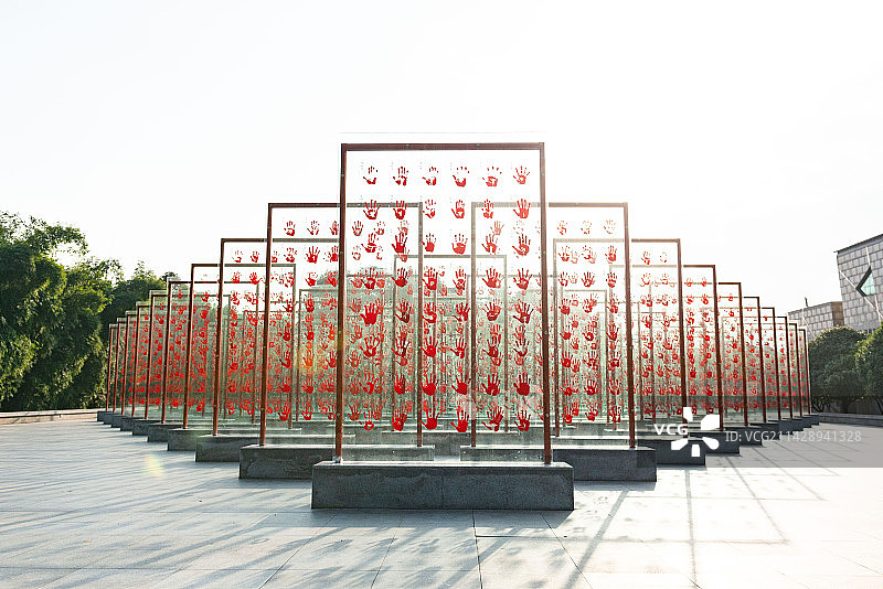 建川博物馆抗战老兵手印墙图片素材