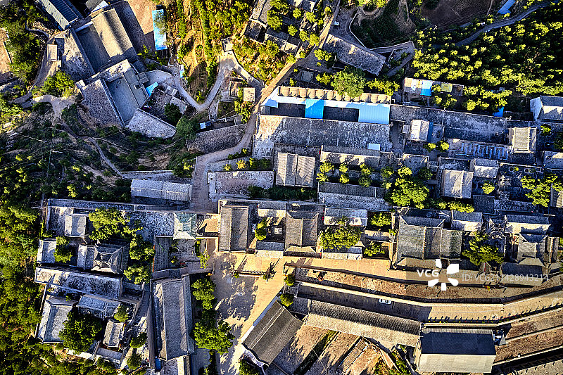 佳县白云观鸟瞰图片素材