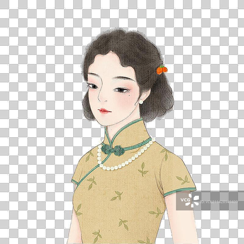 民国复古风旗袍插画图片素材