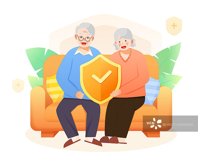 老人保险矢量插画图片素材