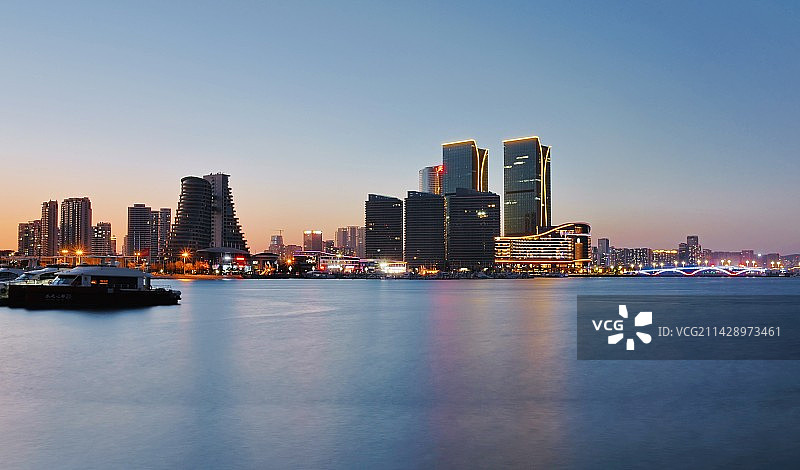 城市天际线日落夜景图片素材