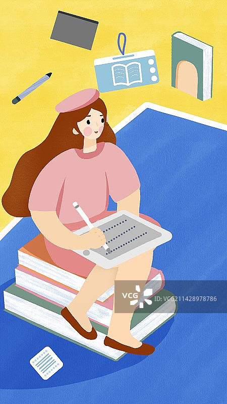 阅读女孩图片素材