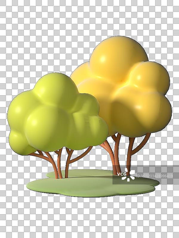 黄绿色树木-3D渲染图片素材
