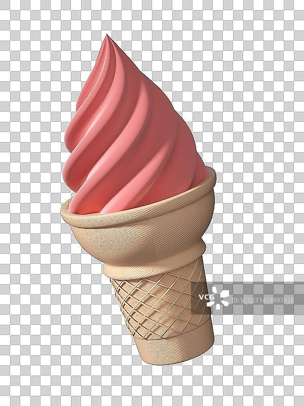 食物甜品粉色冰淇淋-3D渲染图片素材