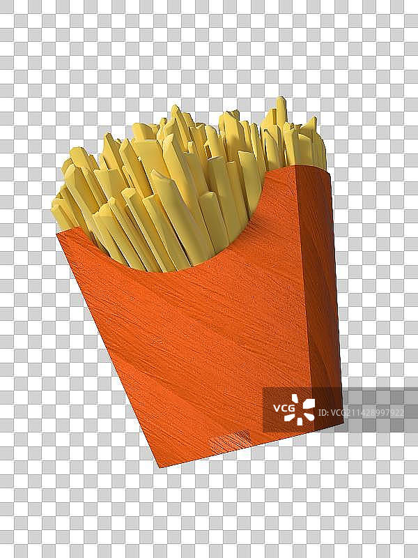 橘色包装薯条-3D渲染图片素材