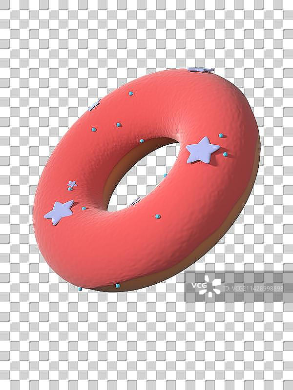 食物粉色甜甜圈磨砂质感-3D渲染图片素材