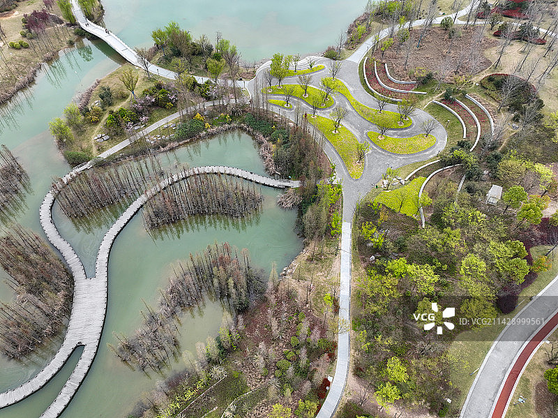 四川省南充市南部县满福坝滨江生态湿地公园航拍图片素材