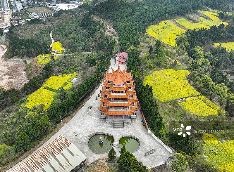 四川省南充市南部县五面山旅游景点航拍图片素材