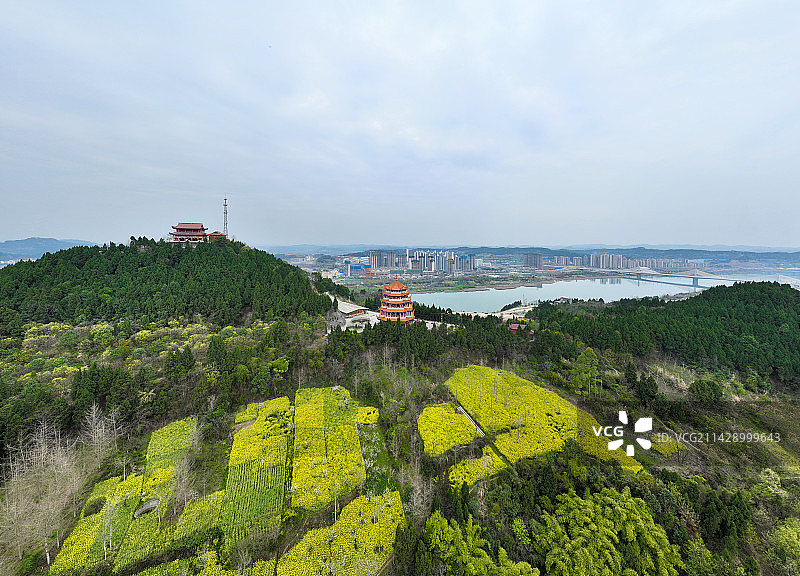 四川省南充市南部县五面山旅游景点航拍图片素材