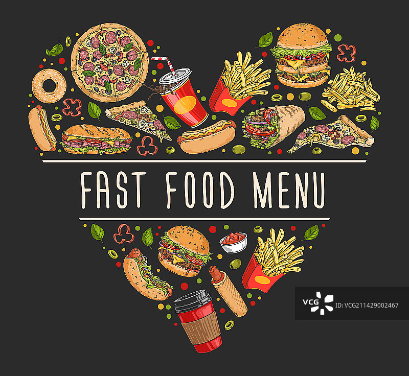 彩色复古快餐宣传单图片素材