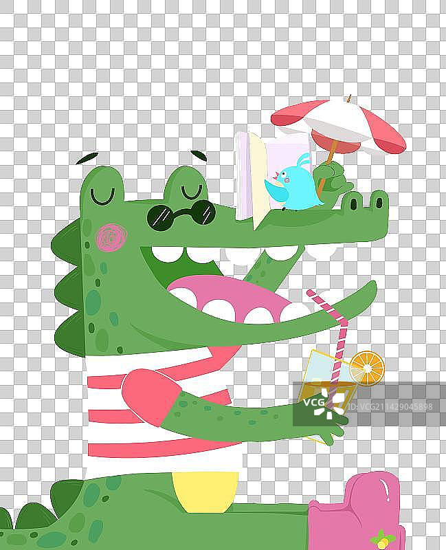 鳄鱼小鸟图片素材