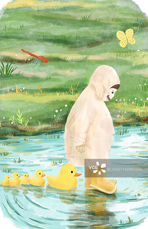 带着小鸭子去踩水啦！图片素材