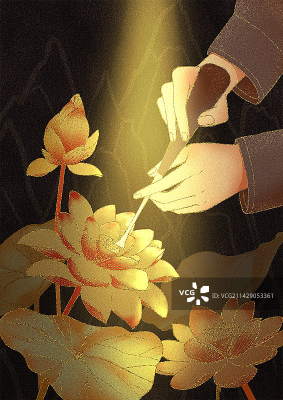 手拿木工工具刻刀雕刻荷花的劳动人民工人兄弟手工艺人图片素材