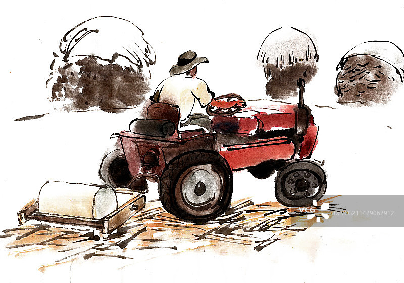 压麦场的男子图片素材