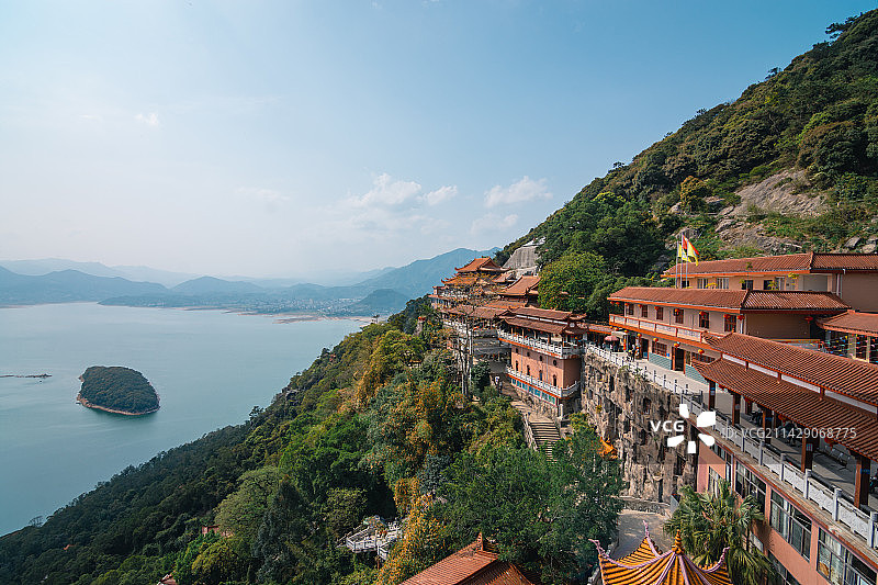 福清石竹山道院建筑群与东张水库图片素材