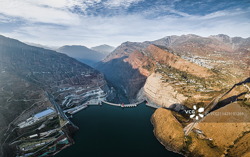 航拍白鹤滩水电站风光图片素材