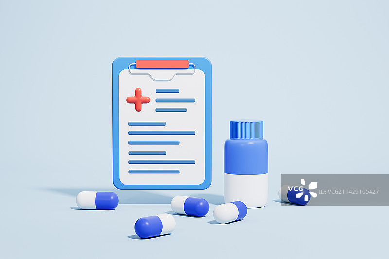 3D渲染的医疗题材的小元素场景图片素材