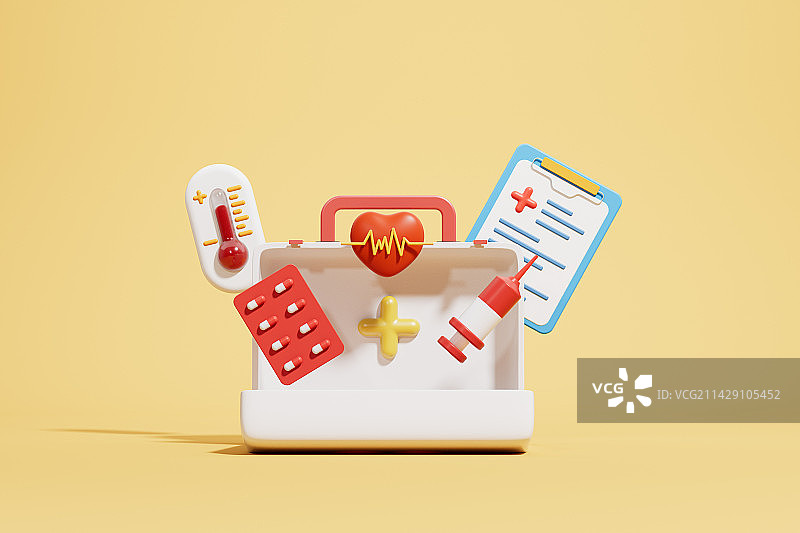 3D渲染的医疗题材的小元素场景图片素材