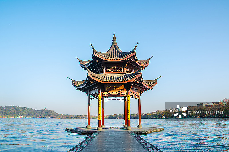 集贤亭 杭州西湖风光 杭州地标景点 标志性建筑 园林美景图片素材