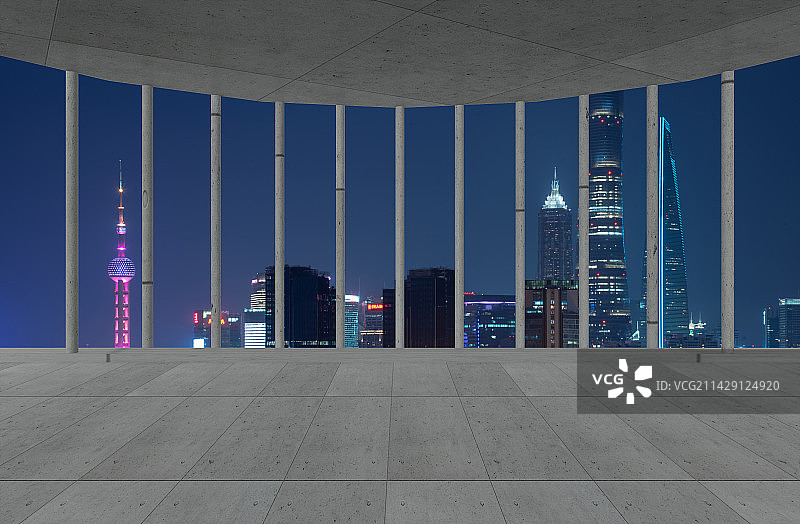 上海商务建筑办公空间远眺上海城市建筑风光图片素材