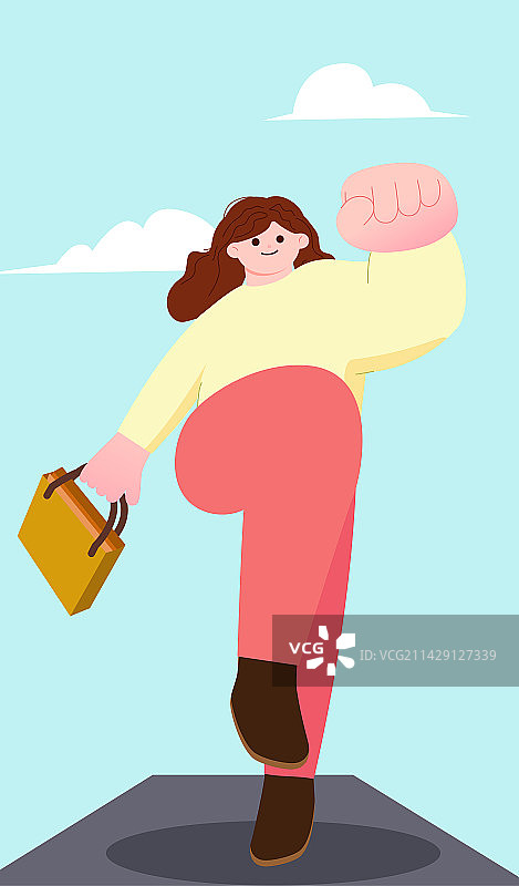 奔赴在上班路上赶着打卡的女孩图片素材