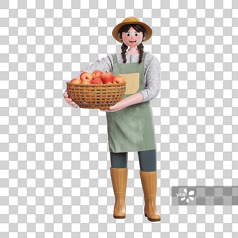 3D渲染卡通女性农人免抠元素图片素材