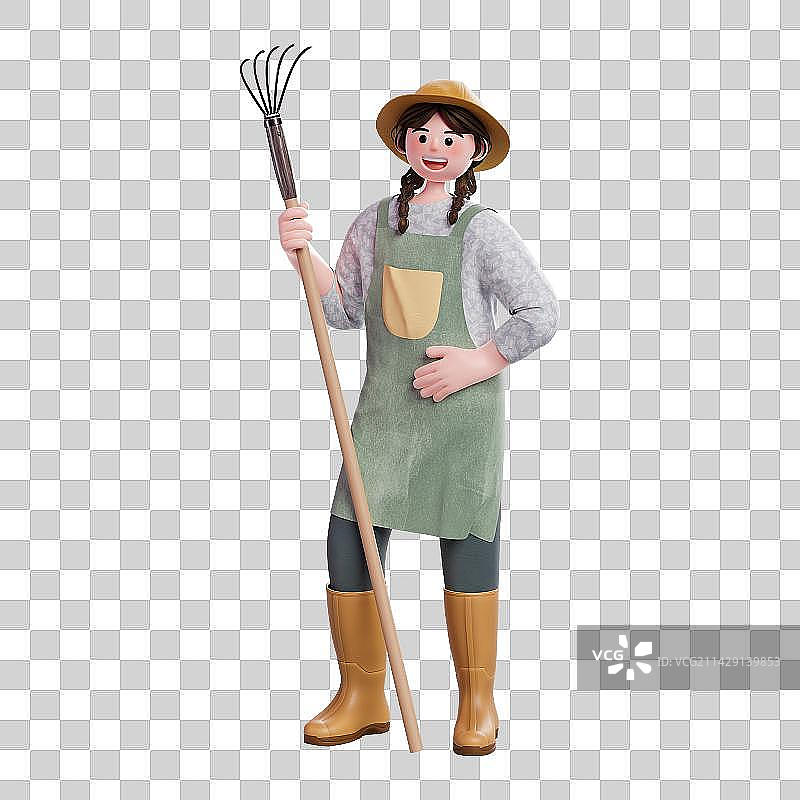 3D渲染卡通女性农人免抠元素图片素材