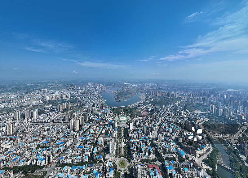 四川省广安市广安区思源广场渠江公园航拍图片素材