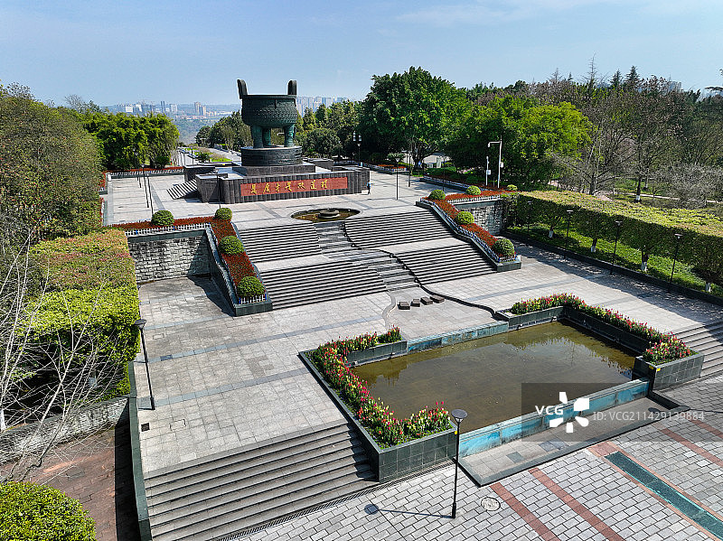 四川省广安市广安区思源广场渠江公园航拍图片素材