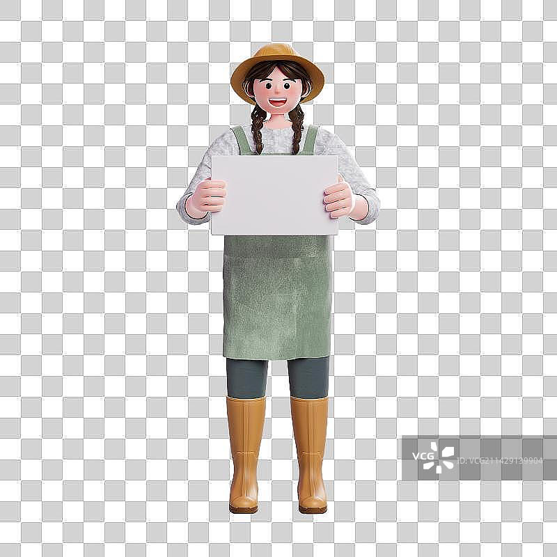 3D渲染卡通女性农人免抠元素图片素材