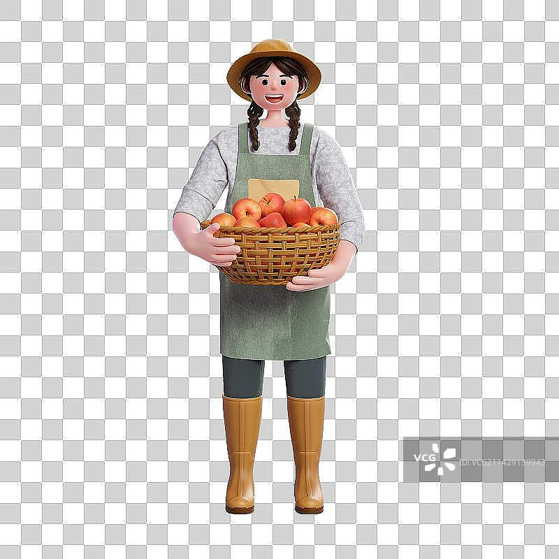 3D渲染卡通女性农人免抠元素图片素材