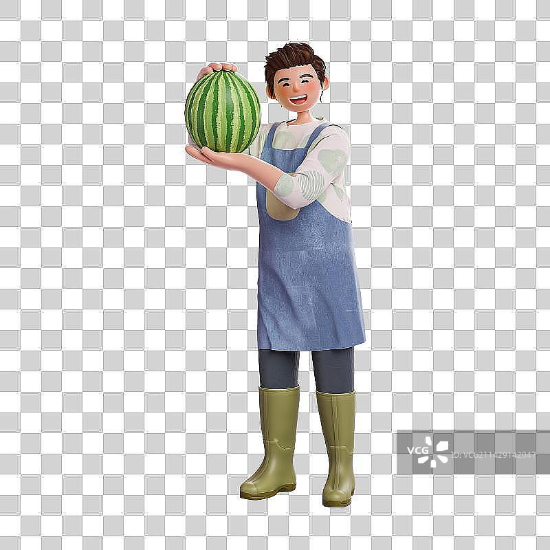 3D渲染卡通快乐农夫免抠元素图片素材