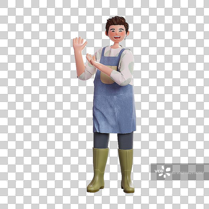 3D渲染卡通快乐农夫免抠元素图片素材
