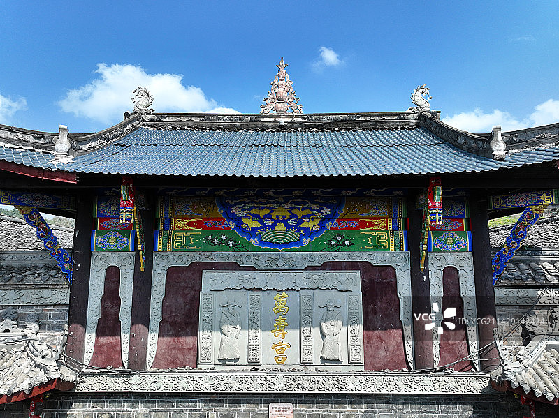 四川省南充市蓬安县嘉陵第一桑梓旅游区周子古镇龙角山航拍图片素材