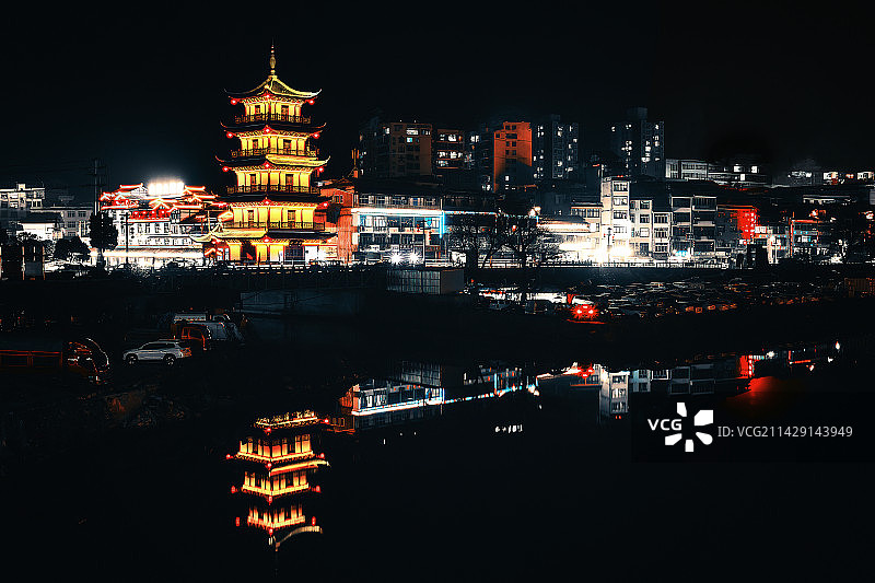 文县碧口夜景图片素材