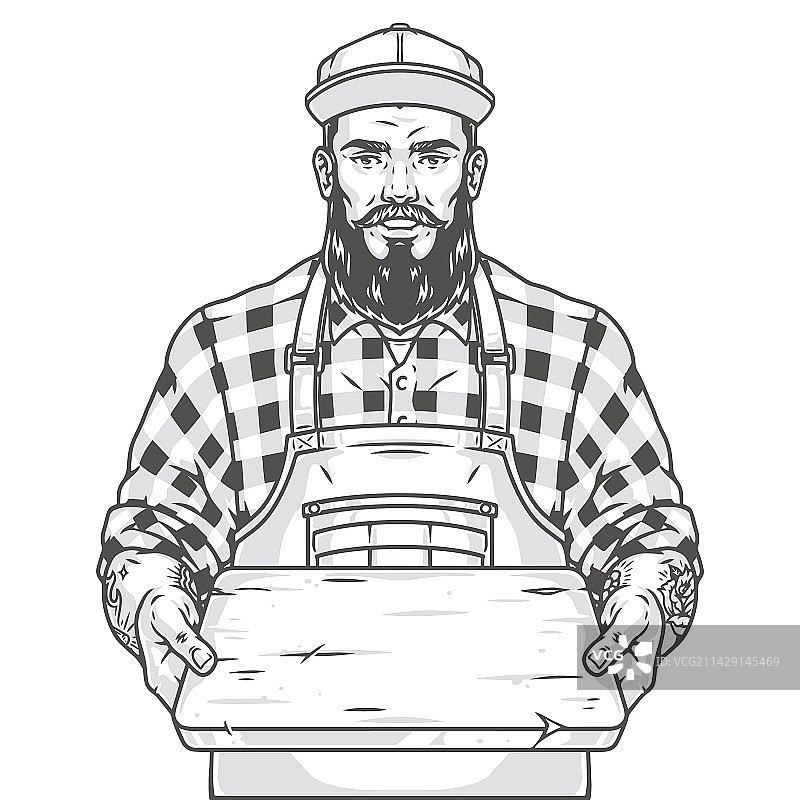 托盘厨师单色标志图片素材