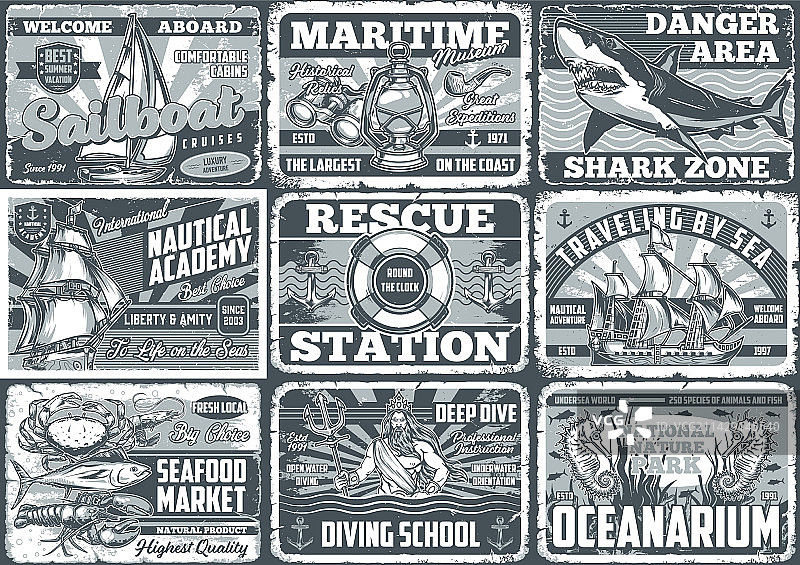 航海冒险单色宣传单图片素材