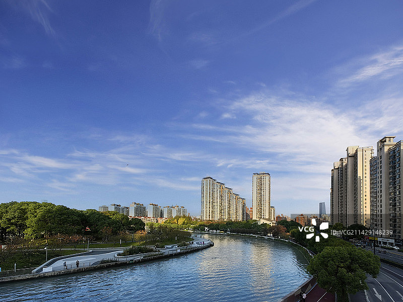 上海市普陀区苏州河沿岸风光图片素材