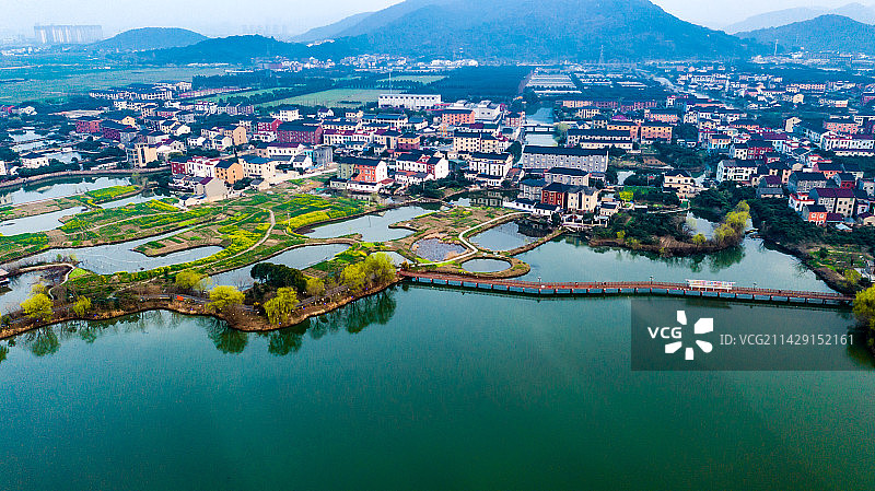 航拍杭州丁山湖图片素材