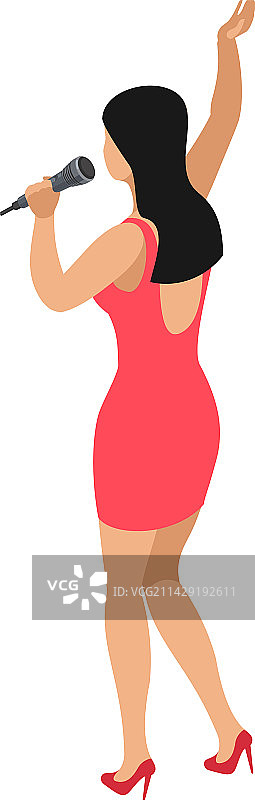 女孩唱卡拉OK图片素材