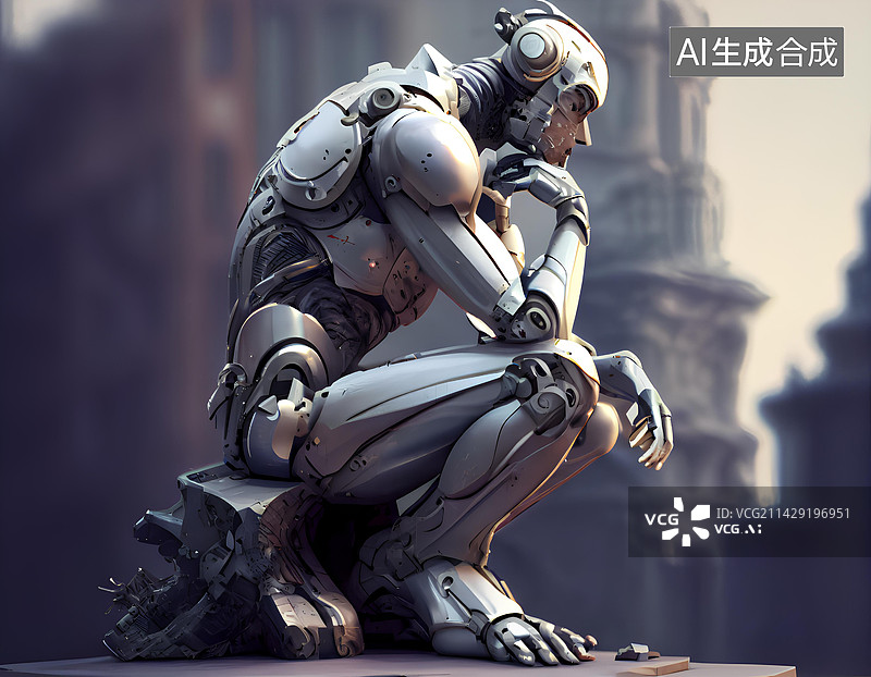 【AI数字艺术】机器人沉思者图片素材