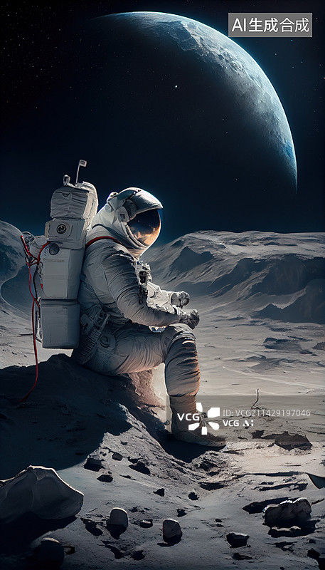 【AI数字艺术】宇航员在地外概念设计图图片素材