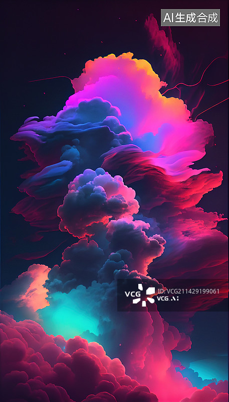 【AI数字艺术】多彩积雨云漫画插画图片素材