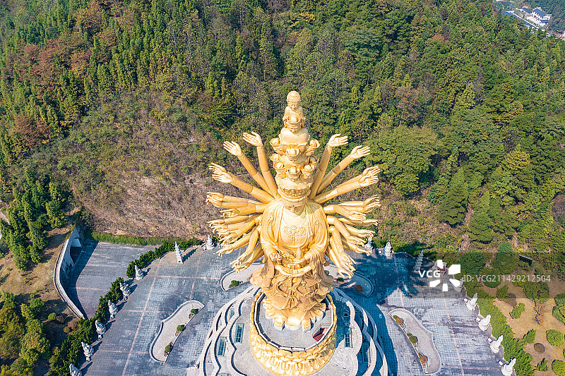 航拍湖南长沙宁乡市密印寺景区图片素材