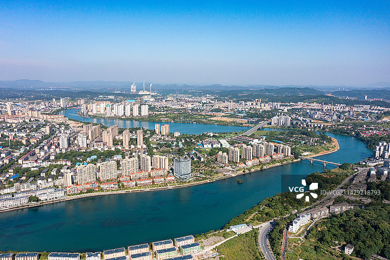 航拍湖南省郴州市资兴市城市景观图片素材