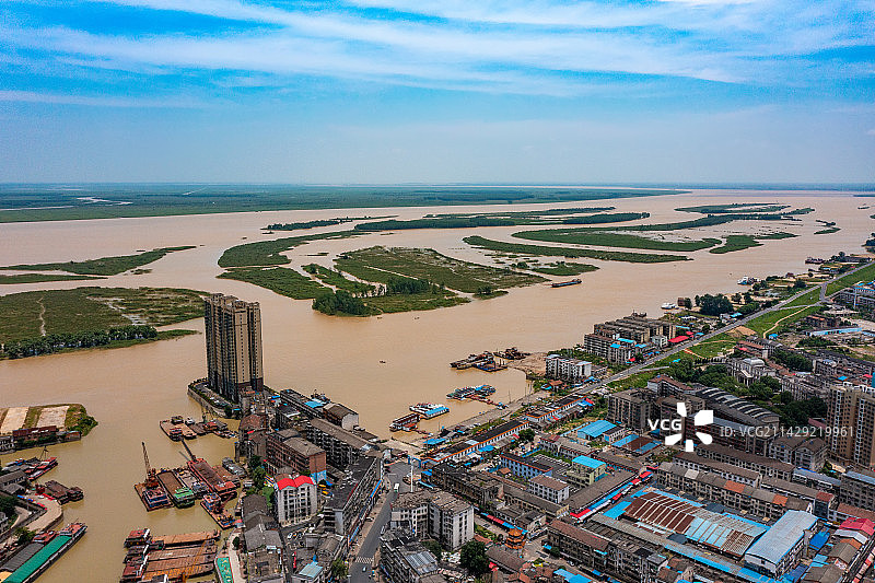 航拍湖南益阳市沅江市城市风光图片素材