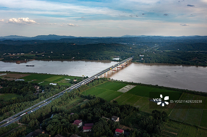 航拍湖南沅江南洞庭湖田园景观图片素材