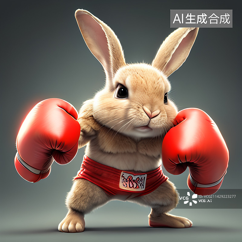 【AI数字艺术】打拳击的兔子图片素材